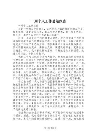 2024年一周个人工作总结报告