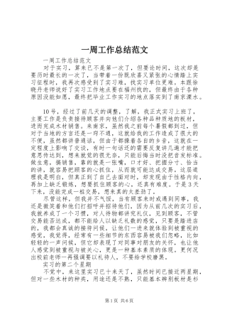 2024年一周工作总结范文