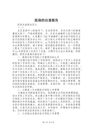 2024年医保的自查报告