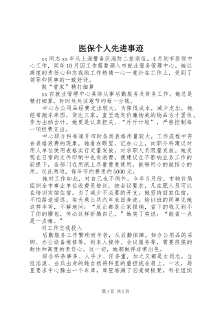 2024年医保个人先进事迹