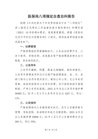 2024年医保局八项规定自查自纠报告