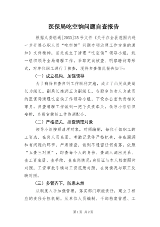 2024年医保局吃空饷问题自查报告