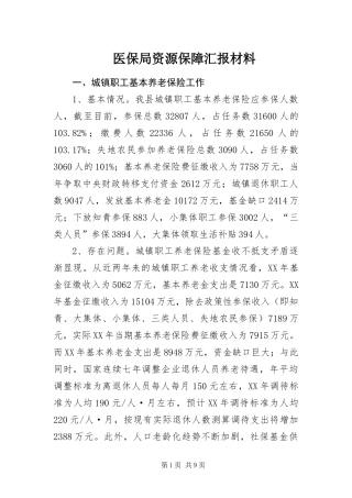 2024年医保局资源保障汇报材料