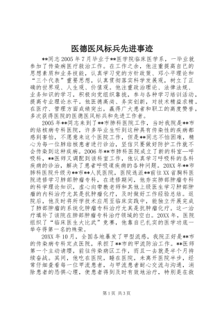 2024年医德医风标兵先进事迹
