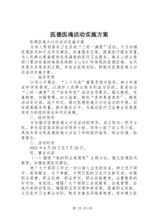 2024年医德医魂活动实施方案