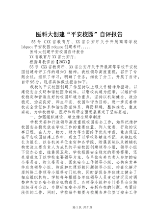 2024年医科大创建平安校园自评报告