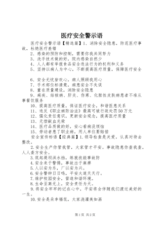 2024年医疗安全警示语