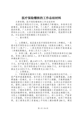 2024年医疗保险稽核的工作总结材料