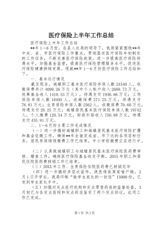 2024年医疗保险上半年工作总结