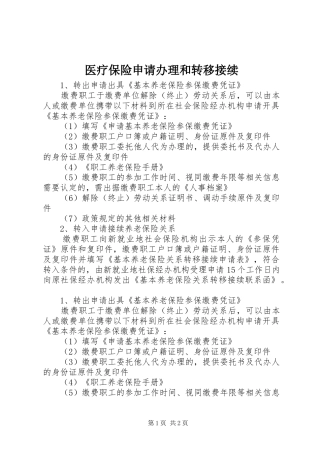 2024年医疗保险申请办理和转移接续