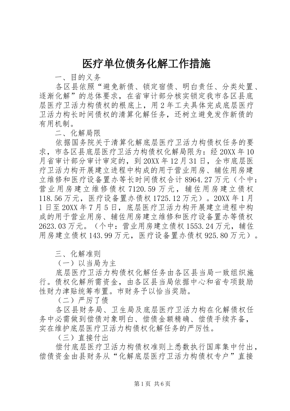 2024年医疗单位债务化解工作措施_第1页