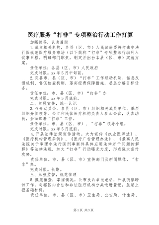2024年医疗服务打非专项整治行动工作打算