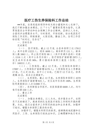 2024年医疗工伤生养保险科工作总结