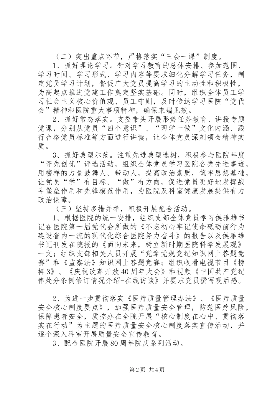 2024年医疗四总支六支部工作总结_第2页
