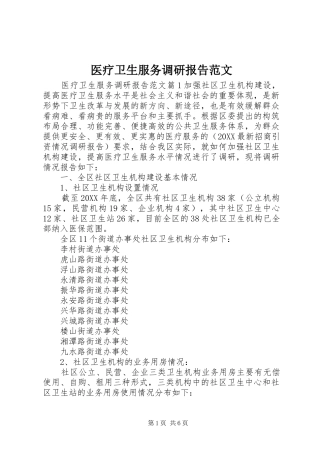 2024年医疗卫生服务调研报告范文