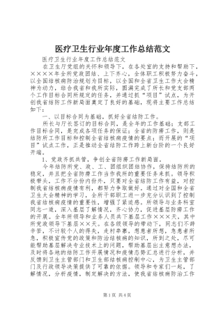 2024年医疗卫生行业年度工作总结范文