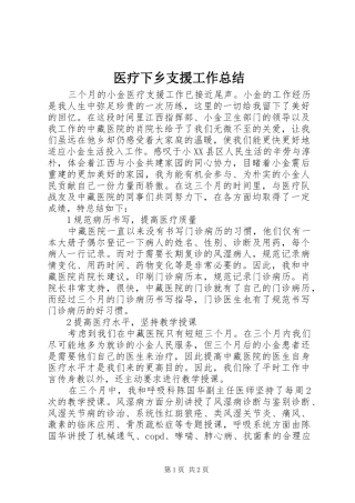 2024年医疗下乡支援工作总结