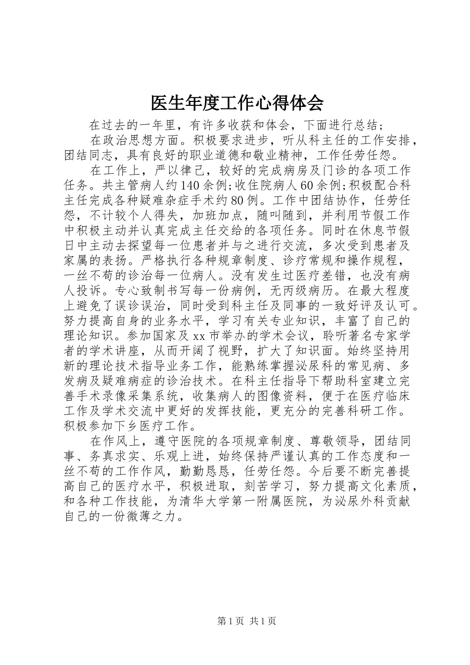 2024年医生年度工作心得体会_第1页
