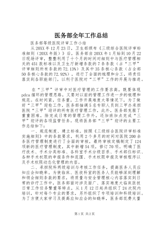 2024年医务部全年工作总结