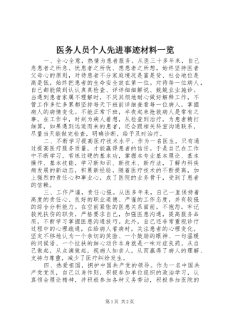 2024年医务人员个人先进事迹材料一览