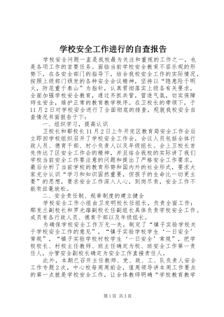 2024年学校安全工作进行的自查报告