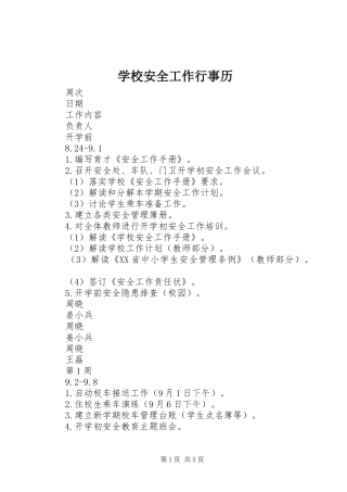 2024年学校安全工作行事历
