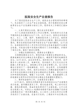 2024年医院安全生产自查报告