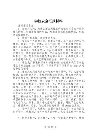 2024年学校安全汇报材料