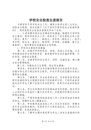 2024年学校安全检查自查报告