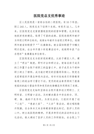 2024年医院党总支优秀事迹