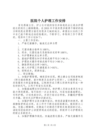 2024年医院个人护理工作安排