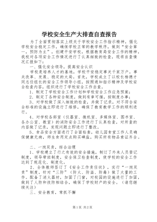 2024年学校安全生产大排查自查报告