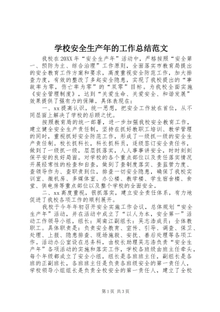 2024年学校安全生产年的工作总结范文