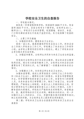 2024年学校安全卫生的自查报告