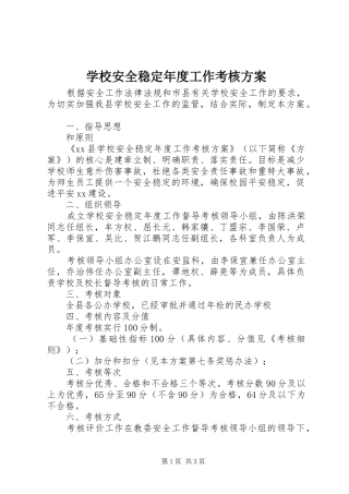 2024年学校安全稳定年度工作考核方案