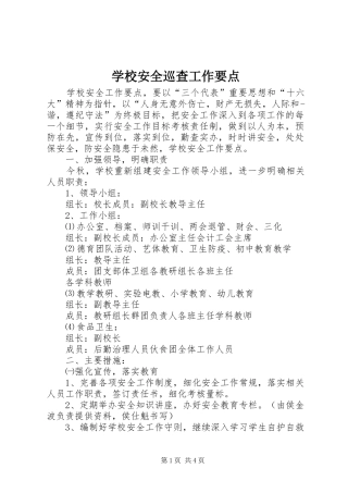 2024年学校安全巡查工作要点