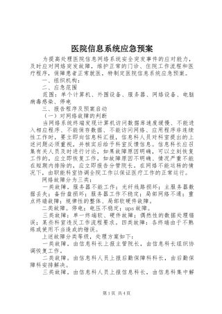 2024年医院信息系统应急预案
