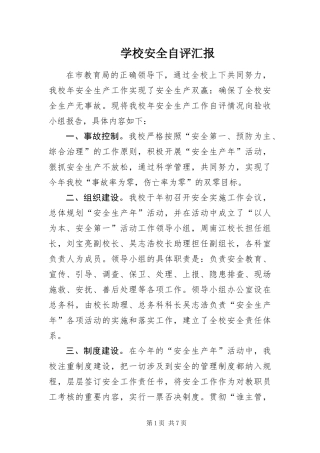 2024年学校安全自评汇报