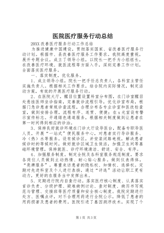 2024年医院医疗服务行动总结