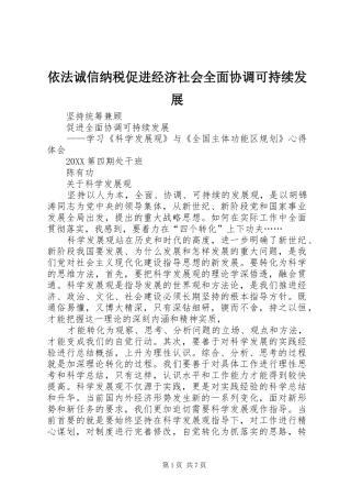 2024年依法诚信纳税促进经济社会全面协调可持续发展