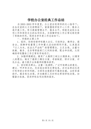 2024年学校办公室经典工作总结