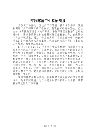 2024年医院环境卫生整治简报
