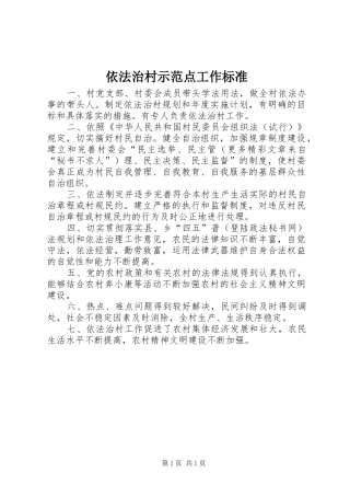 2024年依法治村示范点工作标准