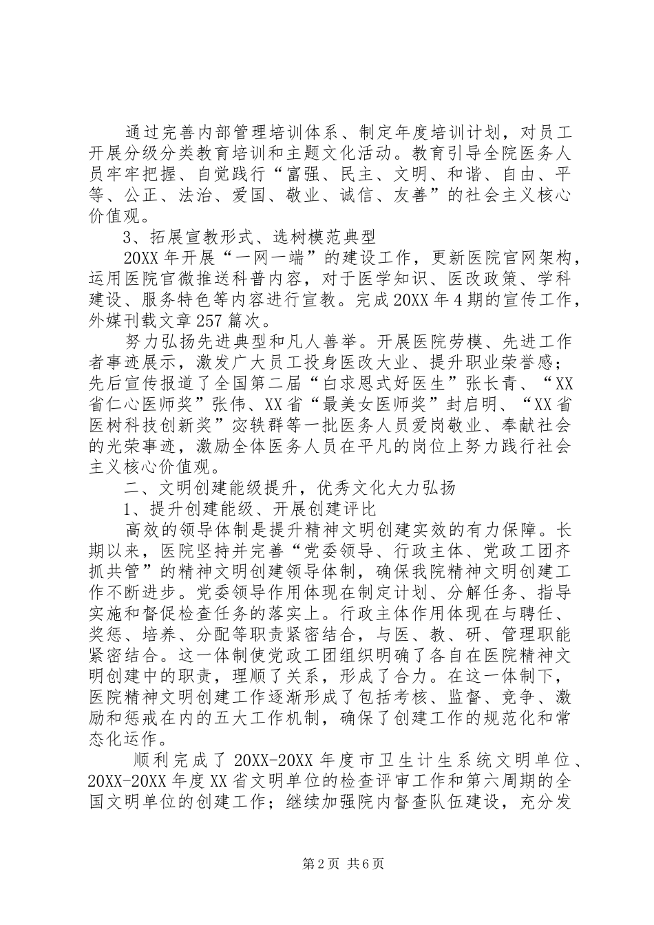 2024年医院精神文明建设工作总结_第2页