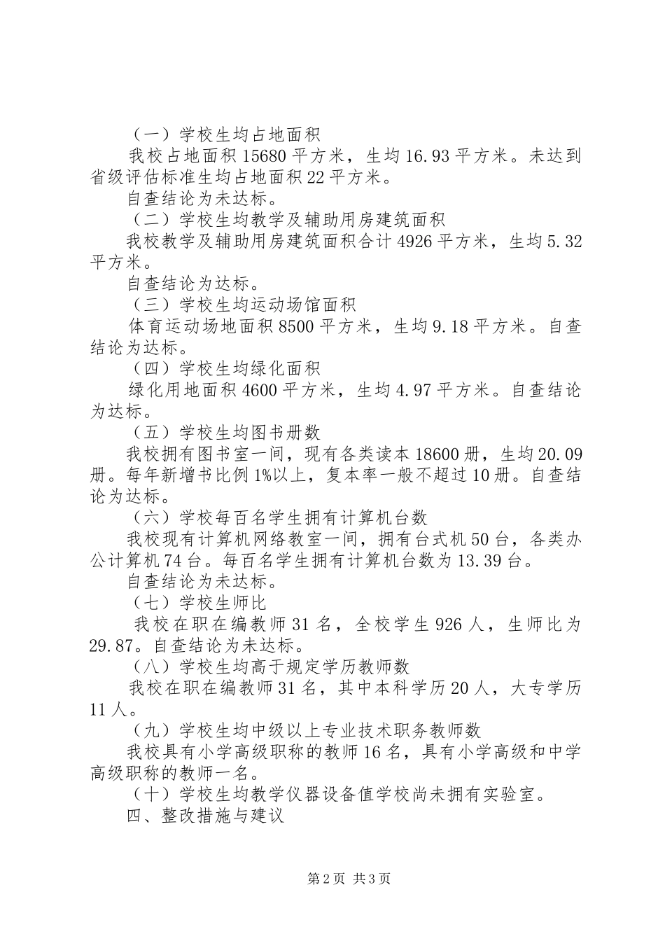 2024年学校办学基本标准自查自评_第2页