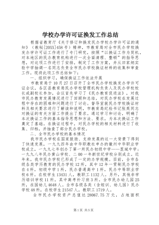 2024年学校办学许可证换发工作总结
