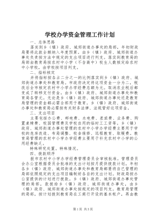 2024年学校办学资金管理工作计划