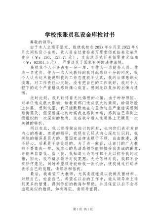 2024年学校报账员私设金库检讨书