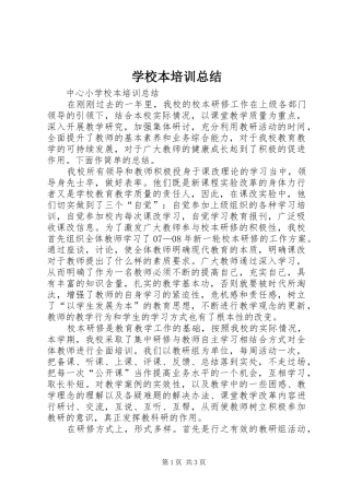 2024年学校本培训总结