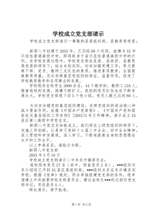 2024年学校成立党支部请示